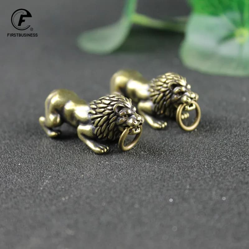 Figurines de Lion miniatures en cuivre, ornement de bureau, en laiton, Statue du roi des prairie, accessoire de décoration pour la maison