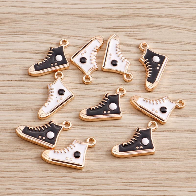 10 pièces 14*11mm émail chaussures de sport de sport breloques pendentifs pour Bracelets boucles d'oreilles Sneaker breloques bijoux faits à la main résultats bricolage fabrication