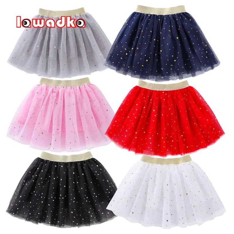 Jupes d'été Lawadka pour filles, en coton et dentelle, mini-jupes de princesse, étoiles scintillantes, tutu de danse, vêtements pour enfants à paillettes, mode 2026