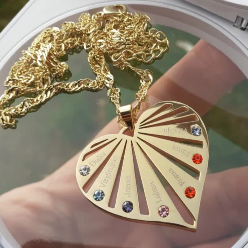 Collier personnalisé en acier inoxydable avec nom de coeur, bijoux à graver sur mesure, 1 à 8 pierres de naissance, breloque, cadeau pour mère