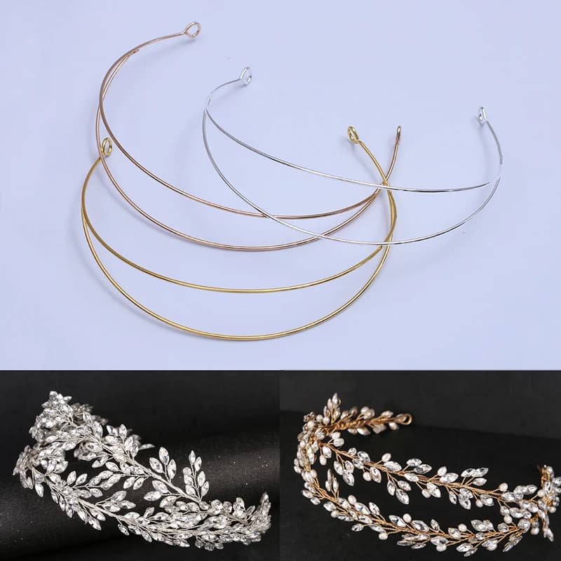 3 pièces bandeau en métal deux lignes mariée couronne coiffure or argent coiffure tête bandes de cheveux réglage de Base bijoux composants mariage