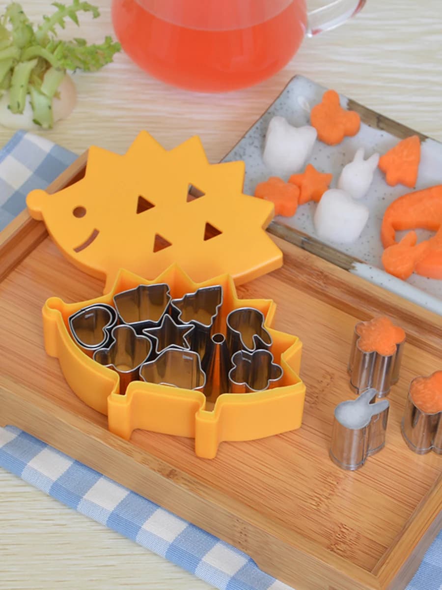 Mini moule coupe-fruits en acier inoxydable, design de boîte Kasgehog, biscuit, jambon, enfants, outils de décoration Bento, mignon, ensemble de 10 pièces
