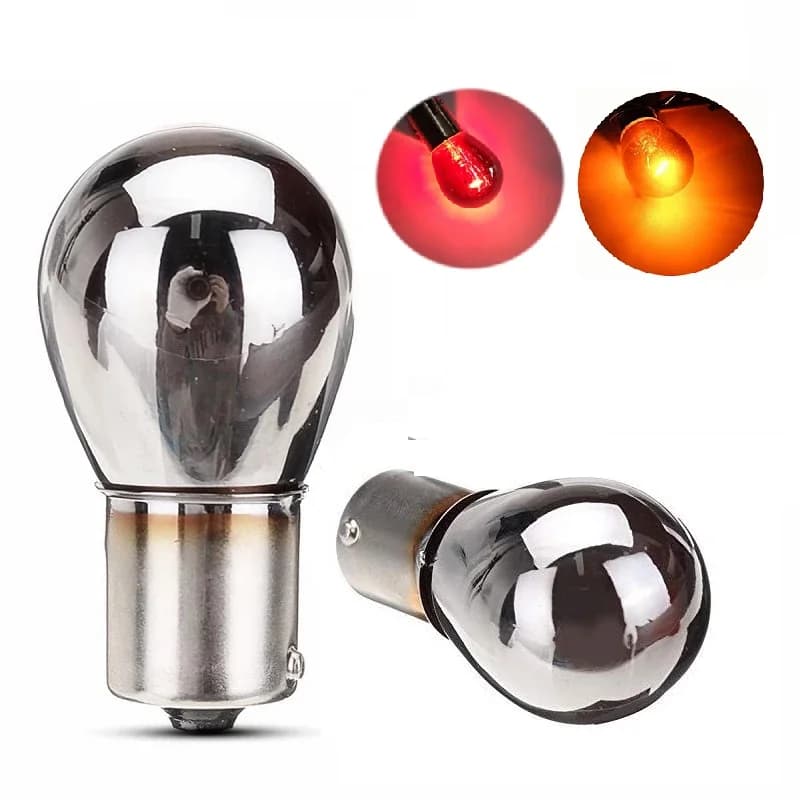 2 pièces 581 PY21W S25 BAU15S Argent / Chrome Ambre Rouge Verre 12V 21W 1156 BAY15D P21/5W Ampoule de feu arrière, feu stop et clignotant pour voiture