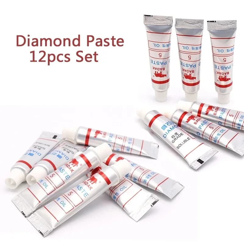 12 pièces W0.5 ~40 Pâte abrasive diamantée en seringues pour meulage, polissage et rodage, pour verre, métal et outils