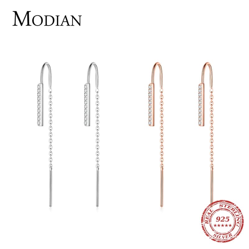Modian minimalisme 100% 925 argent Sterling Long gland boucles d'oreilles mode charme balançoire balancent pour les femmes Grils bijoux Arete