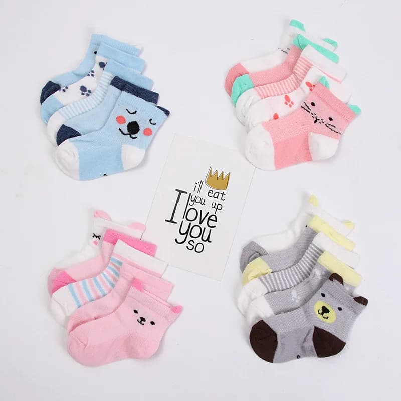 5 paires/lot bébé chaussettes nouveau-nés infantile mignon dessins animés doux coton maille chaussettes courtes pour 0-24 mois garçon fille bébés mode enfants