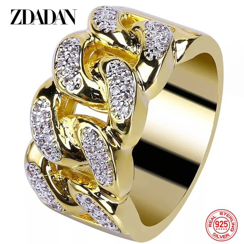 ZDADAN – bague en argent Sterling 925, or 18 carats, Zircon, pour hommes et femmes, bijoux à la mode, cadeau de fête