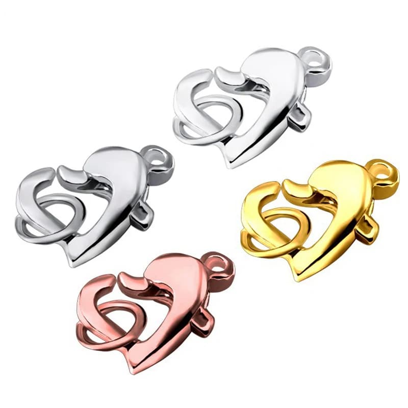 Fermoirs en argent Sterling 9x12mm, petits fermoirs en forme de cœur, composants de bijouterie, fermetures à ressort pour bricolage de Bracelet et de collier, SC-CZ143