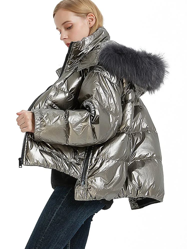 MAOMAOKONG Manteau d'hiver pour femme, épais et chaud, veste en duvet de canard à manches longues, coupe ample, avec poches, parka imperméable 2021, parka court pour femme
