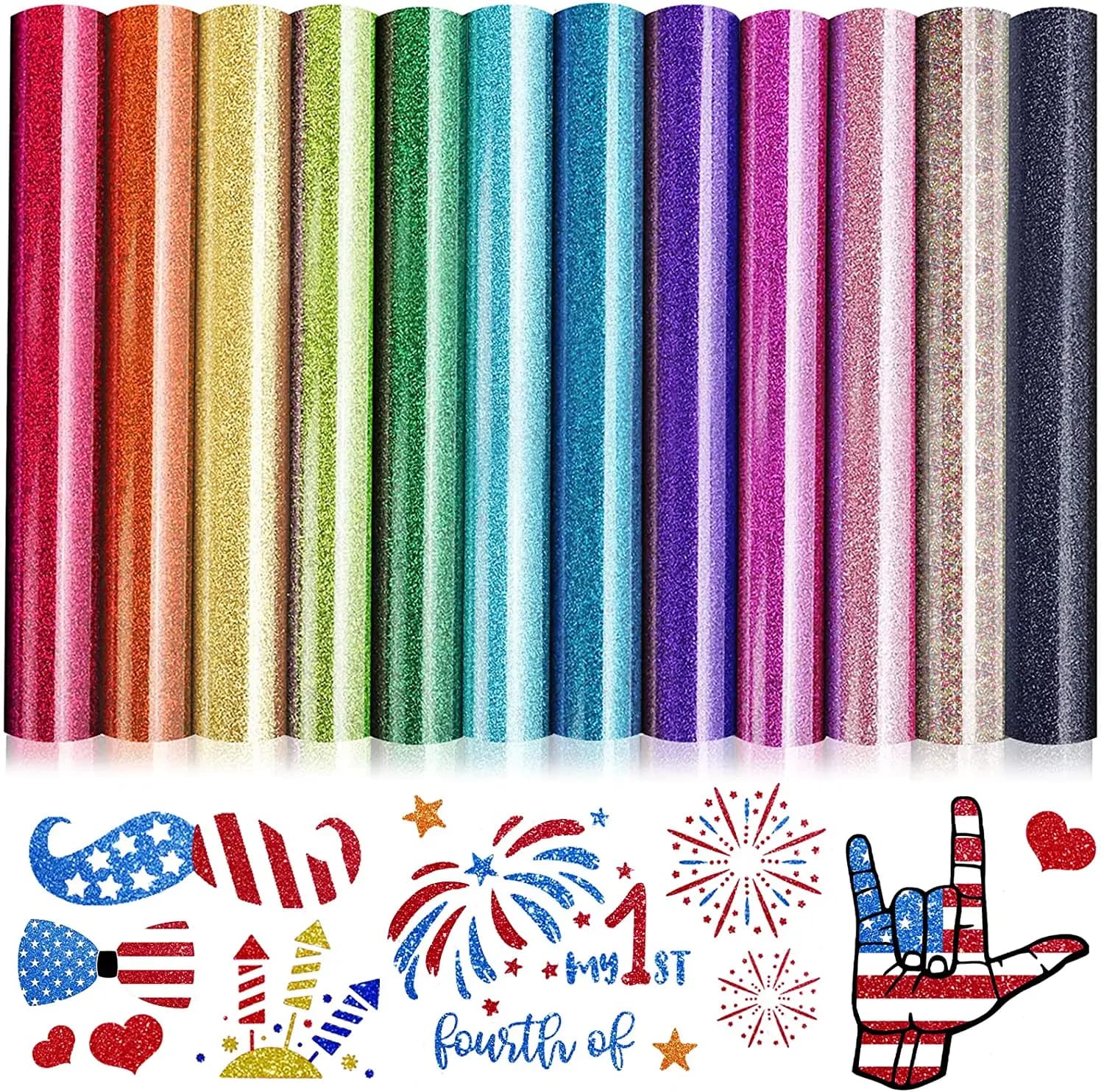 Livraison rapide, nouveau 2026, 1 rouleau 10'/12' X 17'/25/30cm X 500cm, vinyle thermocollant à paillettes pour vêtements DIY