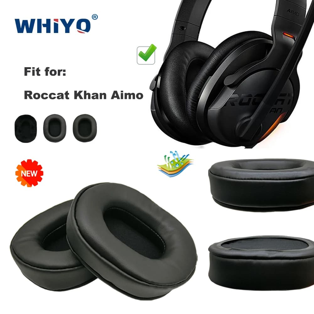 Coussinets d'oreille de remplacement pour Roccat Khan Aimo, pièces de casque, coussin en cuir et velours, housse de manchon pour écouteurs