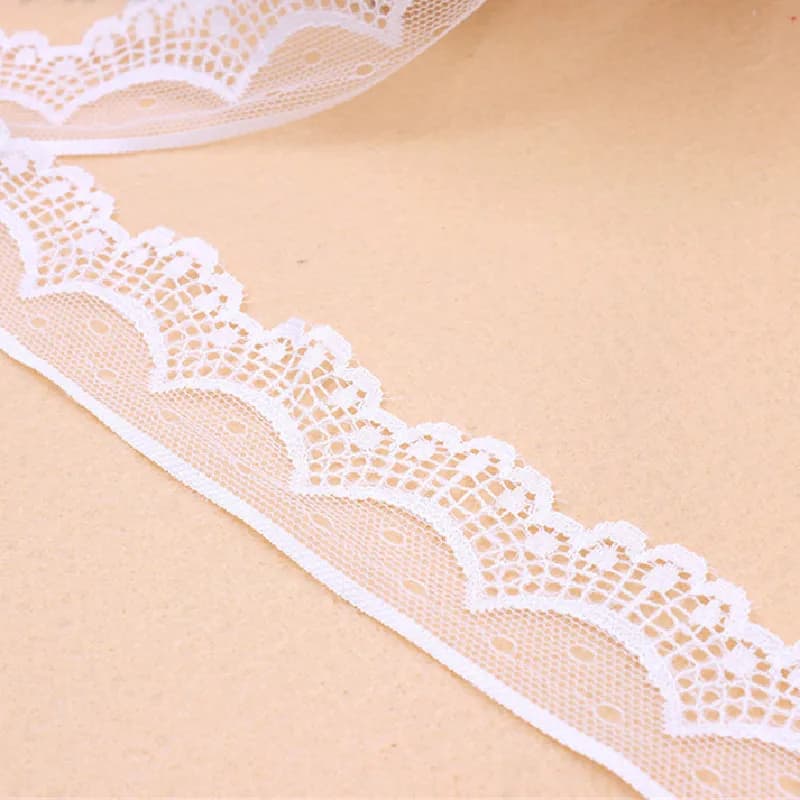 Ruban de dentelle en coton blanc et noir de 300 yards, largeur 40 mm, bordure en dentelle pour mariage, artisanat Leiao, vente en gros