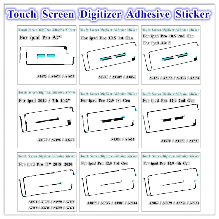 Boîtier de numériseur d'écran tactile OEM, 1 pièce, autocollant adhésif 3M pour IPad 7 10.2 Pro 9.7 10.5 12.9 11 pouces 2019 Air 3 4 5 2020 2022
