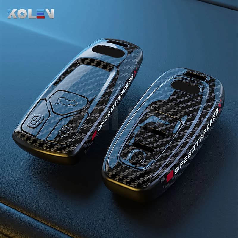 ABS effet Fiber De Carbone Voiture Clé Housse Coque Pour Audi A1 A3 8V 8P 8L A4 A5 B8 B9 8T A6 A7 C6 C7 Q3 8U Q5 Q7 4M TT TTS