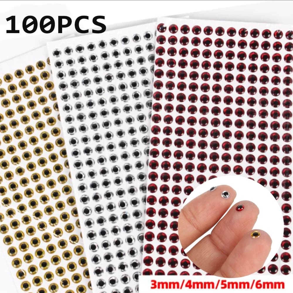 Lot de 100 leurres holographiques 3D pour la pêche à la mouche, 3/4/5/6mm, matériel pour attraper des poissons artificiels