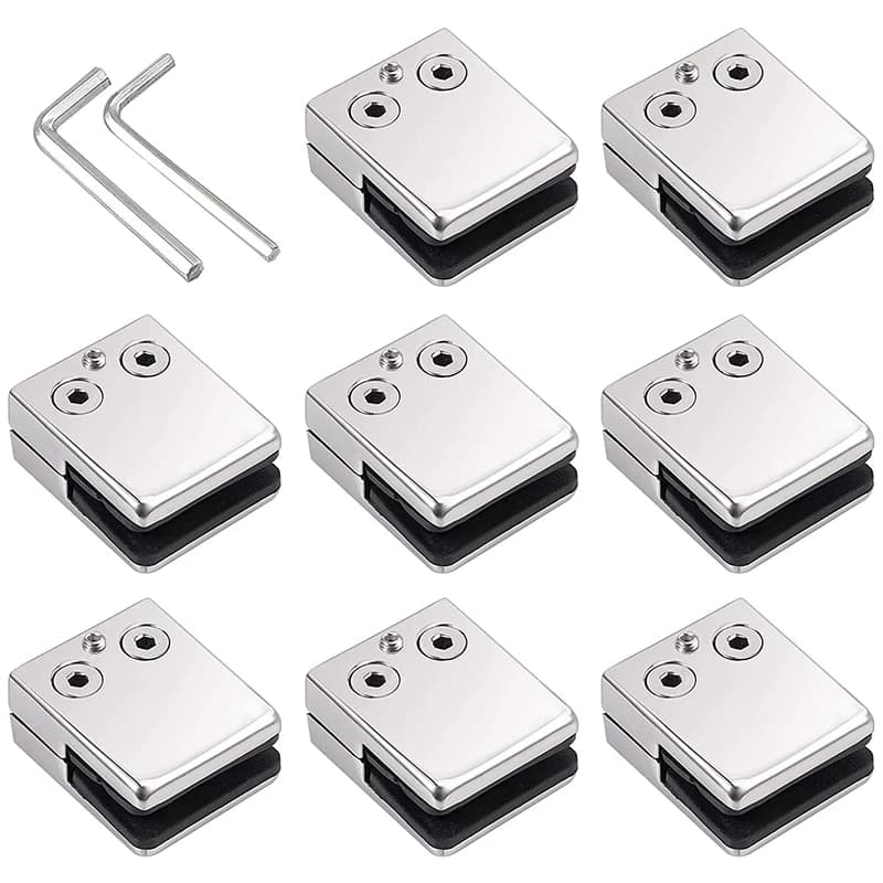 Pinces à verre en acier inoxydable 304, 8-10mm, 8 pièces, support de verre réglable à dos plat pour Balustrade escaliers