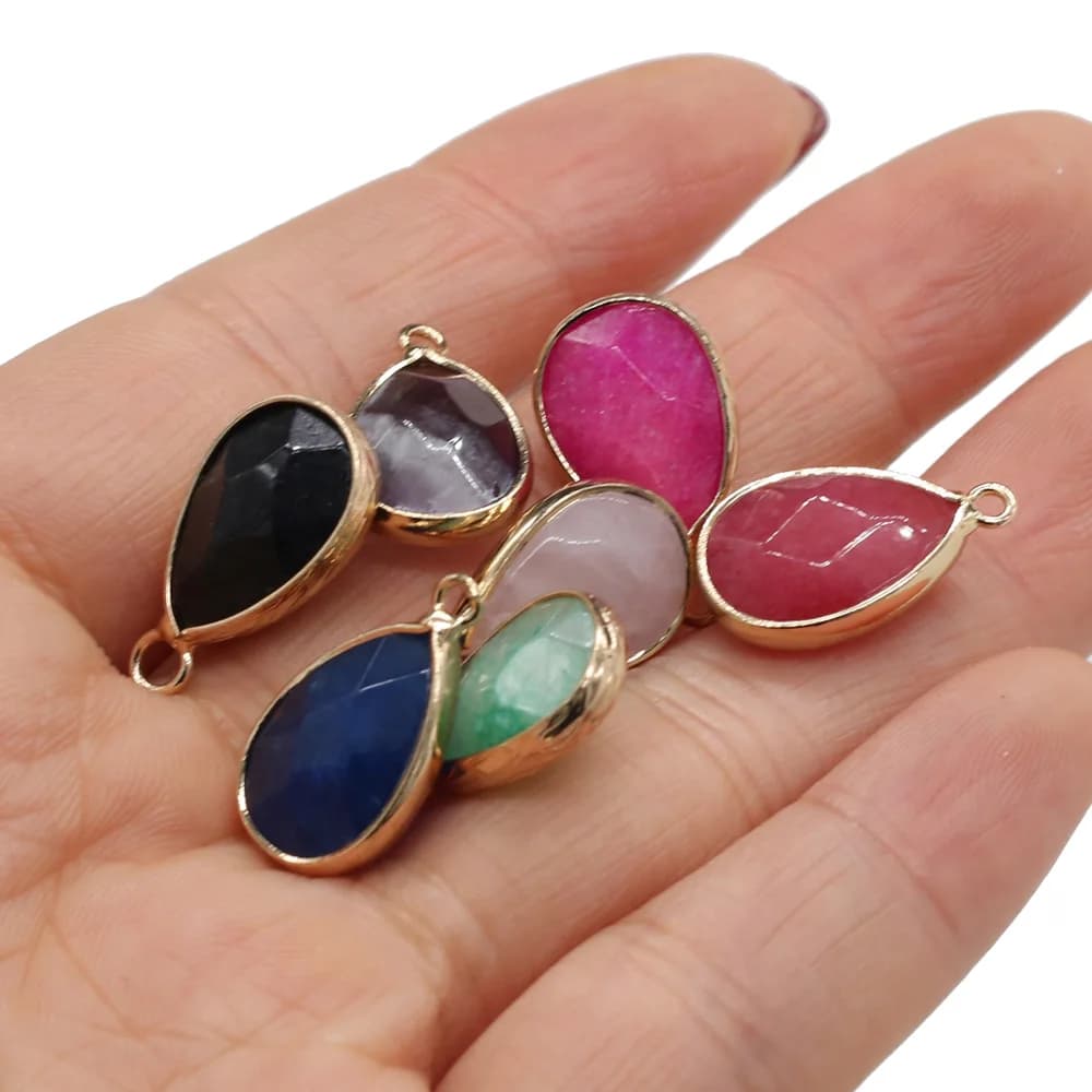 Breloques en pierre naturelle, pendentif en Agates améthyste en forme de goutte pour la fabrication de bijoux, collier, Bracelrt, taille 11x20mm, 4 pièces