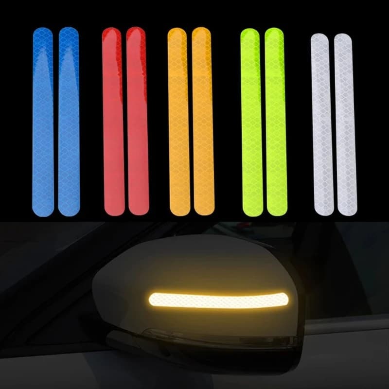 Autocollants multicolores de réflecteur de voiture 2 pièces/ensemble, bande réfléchissante de rétroviseur pour automobile, accessoires de protection extérieurs