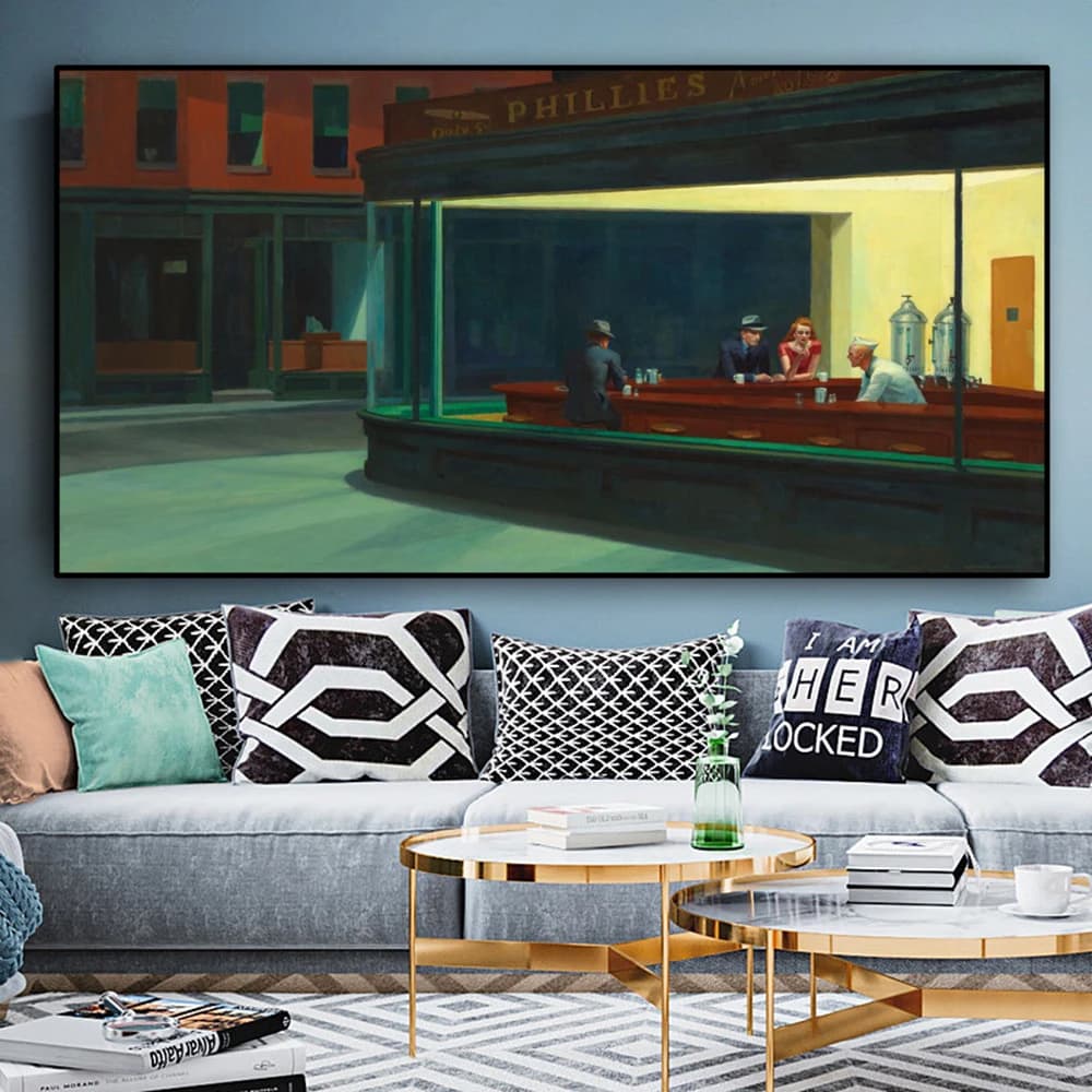 Nighthawks par Edward trémie, peintures célèbres sur le mur, affiches d'art et imprimés, toile photos, décor mural pour salon