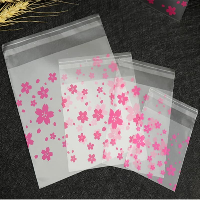 Sac d'emballage cadeau en plastique, fournitures de cuisson, bonbons, strass, sans fleurs, fête de mariage GT, 100 pièces