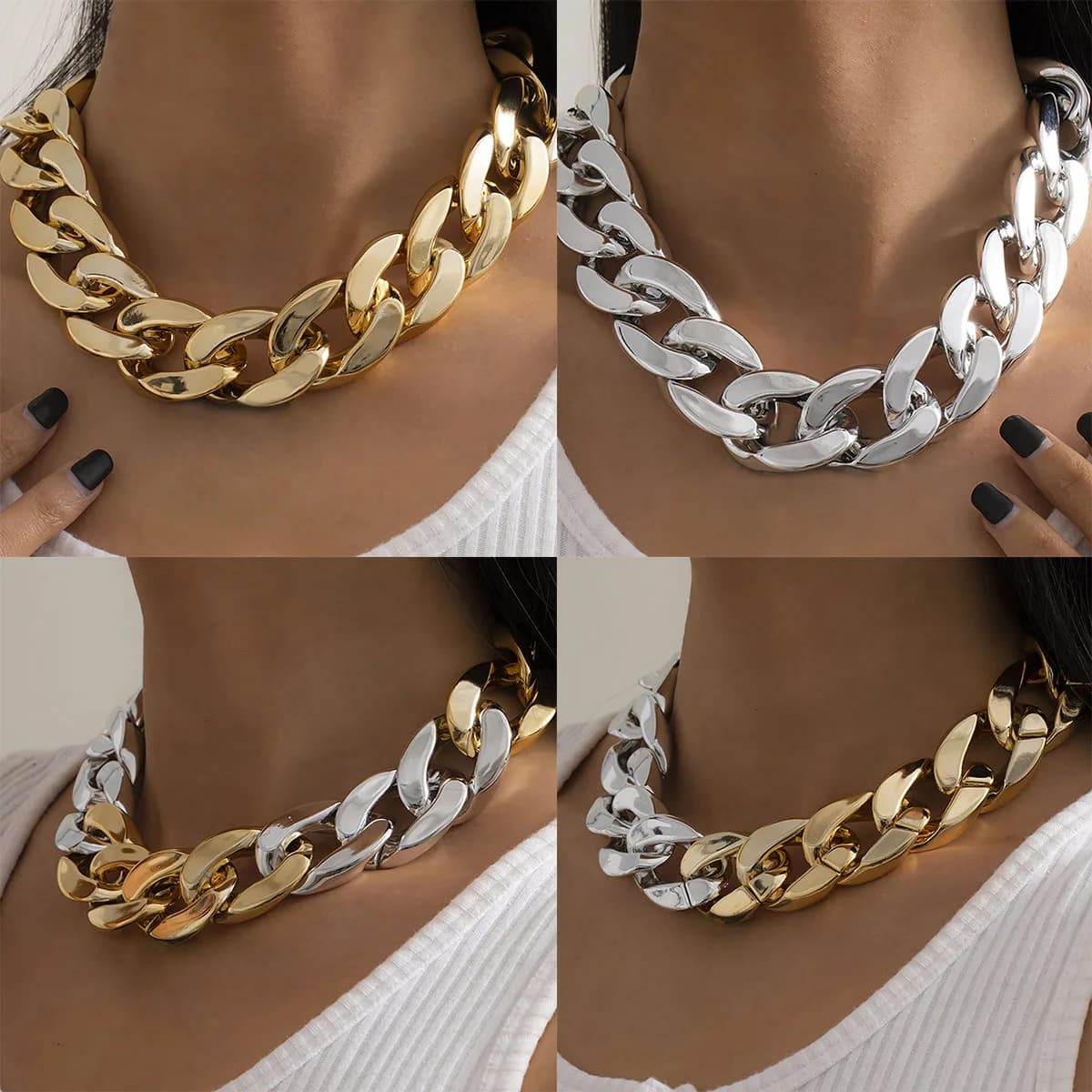 Collier Simple et exagéré pour femmes, 4 couleurs, Hip Hop, chaîne CCB épaisse déformée, colliers créatifs, mode Glamour, bijoux cadeau pour filles