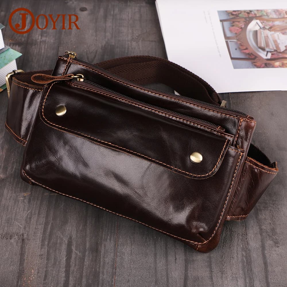 YIR-Sac banane vintage en cuir de vache pour homme, petit sac de poitrine décontracté pour téléphone portable, ceinture en poudre, voyage et course