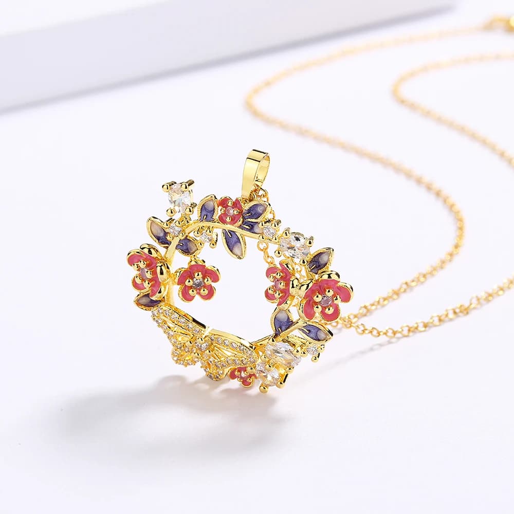 Collier en argent 925 avec pendentif circulaire pour femme, bijou élégant et populaire, petite fleur fraîche, en or, pour fête d'anniversaire, mariage