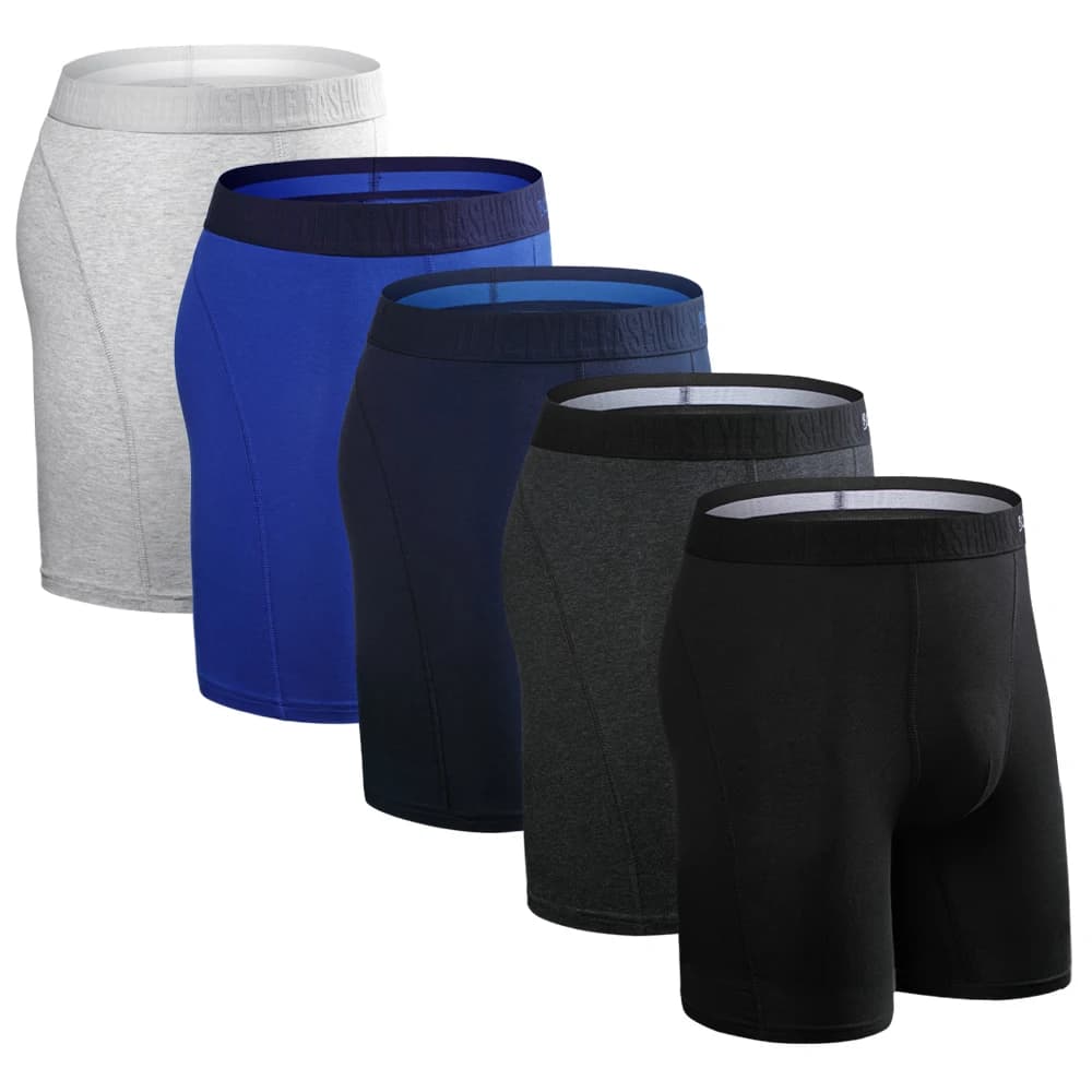 Lot de 5 boxers longs pour hommes – Sous-vêtements masculins en coton sexy – BoxerShorts de marque