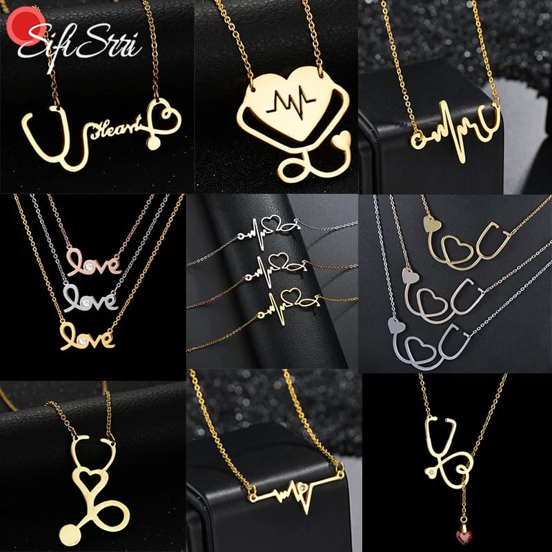 Sifisrri – collier avec pendentif en acier inoxydable pour femme, bijou de couleur or, avec battement de cœur, amour, cadeau de saint-valentin