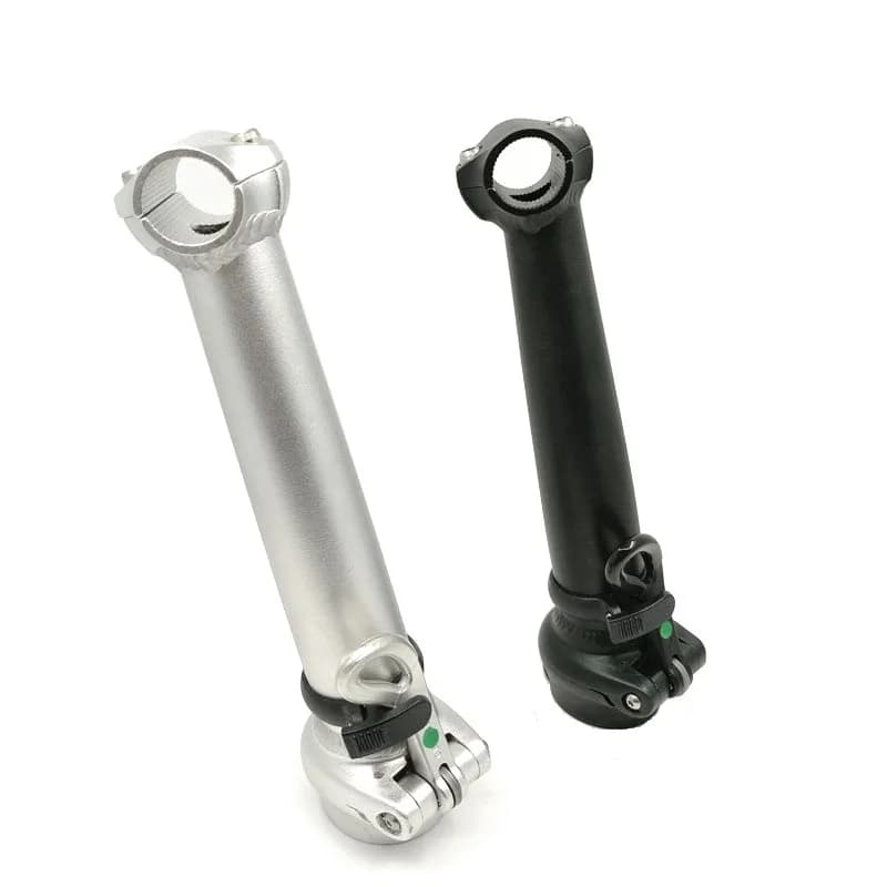 412 tige de vélo pliante 25.4mm-guidon 28.6mm-fourche 21.5cm Double écrou fixation intérieur tige pliante Tube noir/argent