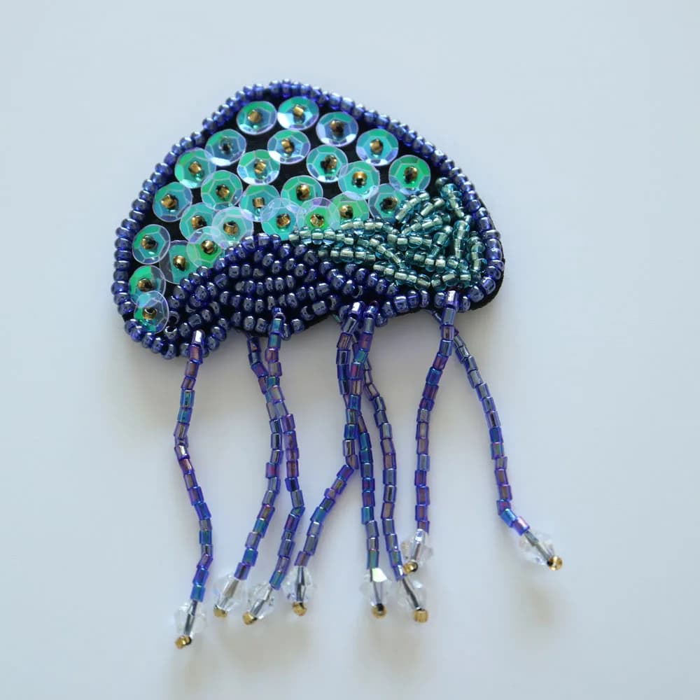 Patchs de méduse bleus à la mode, 1 pièce, patchs perlés en strass pour vêtements, appliques brodées à coudre soi-même