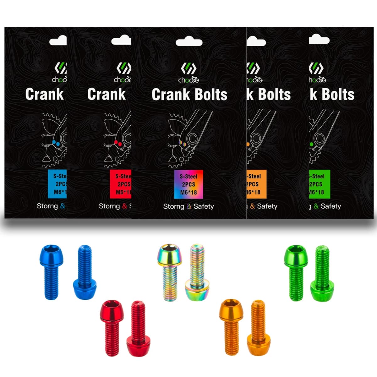 CHOOEE M6x18mm vélo acier manivelle bras boulon vis vélo pédalier fixation boulons 2 pièces