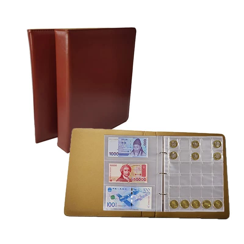 Nouvel album à 3 trous pour collection de pièces de monnaie, album pour collection de billets de banque, feuilles en cuir pour collection de billets et de tickets, album pour collection de timbres