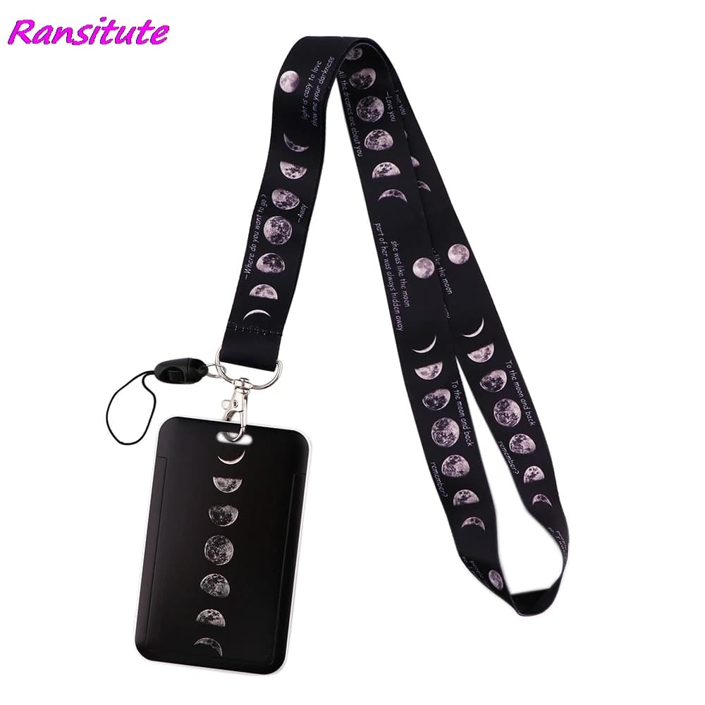 Ransitute R1855 éclipse lunaire lanière porte-carte d'identité porte-clés de voiture carte d'identité carte de sport téléphone portable Badge porte-clés bijoux