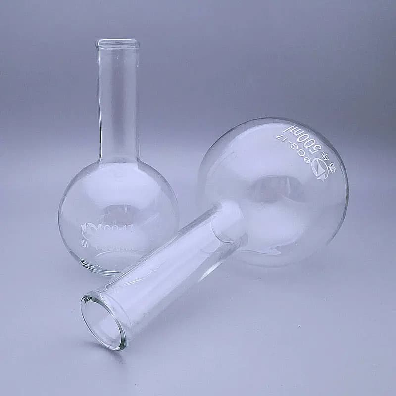 Flacon à col Long en verre de laboratoire, 100ml/150ml/250ml/500ml/1000ml/2000ml, fond rond/plat, pour expérience chimique, 1 pièce