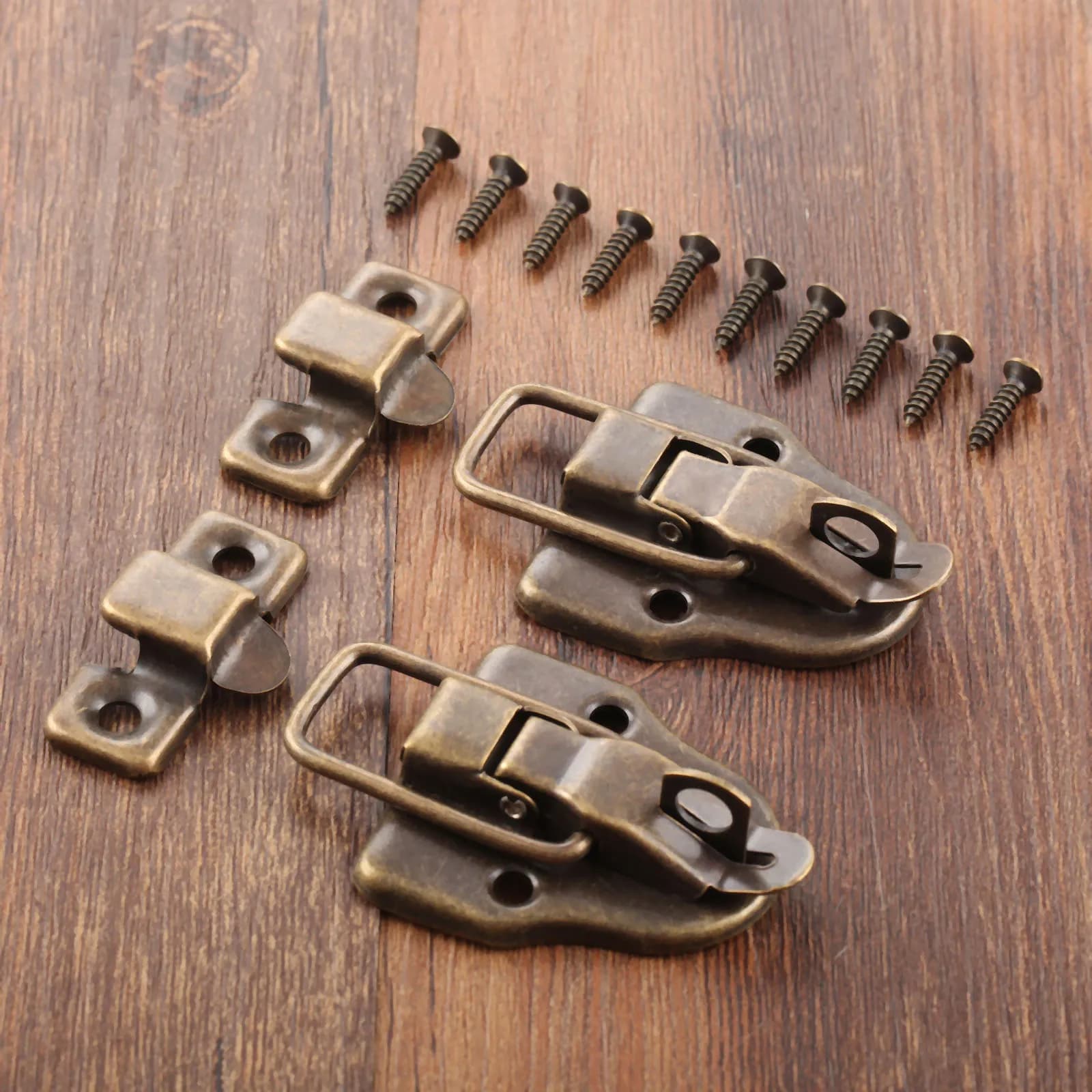 Loquet de boîte en Bronze Antique, 2 pièces/1 paire, loquet décoratif pour tiroirs, valises, bijoux, boîtier en bois, fermoir à boucle en fer avec vis 59x40mm