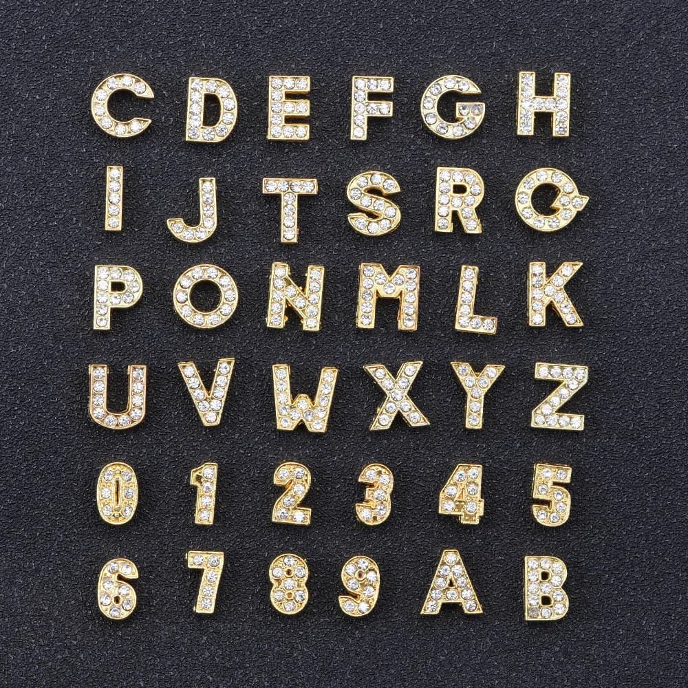 Breloques de chaussures en métal Bling Letter Alphabet, décorations de boutons, accessoires de chaussures de jardin pour enfants, filles, garçons, femmes, cadeaux de fête