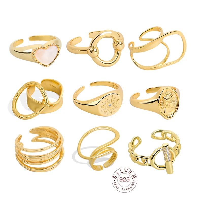 Bagues simples en argent Sterling 925, couleur or, œil de fleur, rétro, ouverture en détresse, faites à la main, bijoux fins à la mode, nouvelle collection