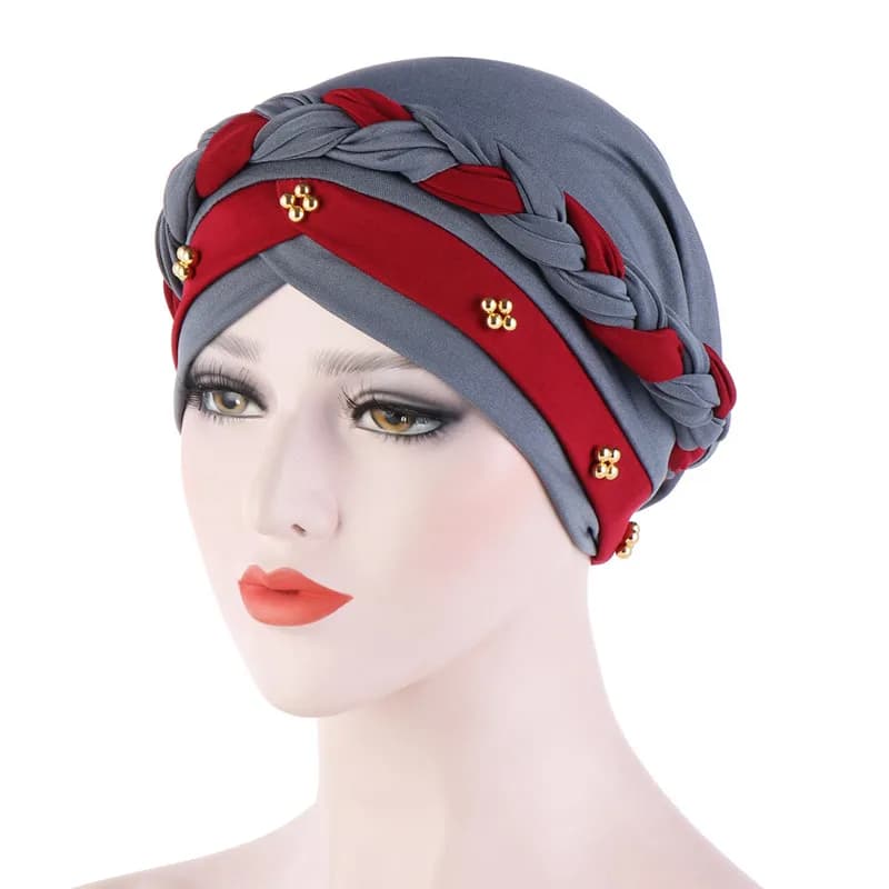 Foulard de tête pour femmes musulmanes bicolore coton tresse turban bonnet hijab casquettes intérieur hijabs femme musulman arabe enveloppement turbantes