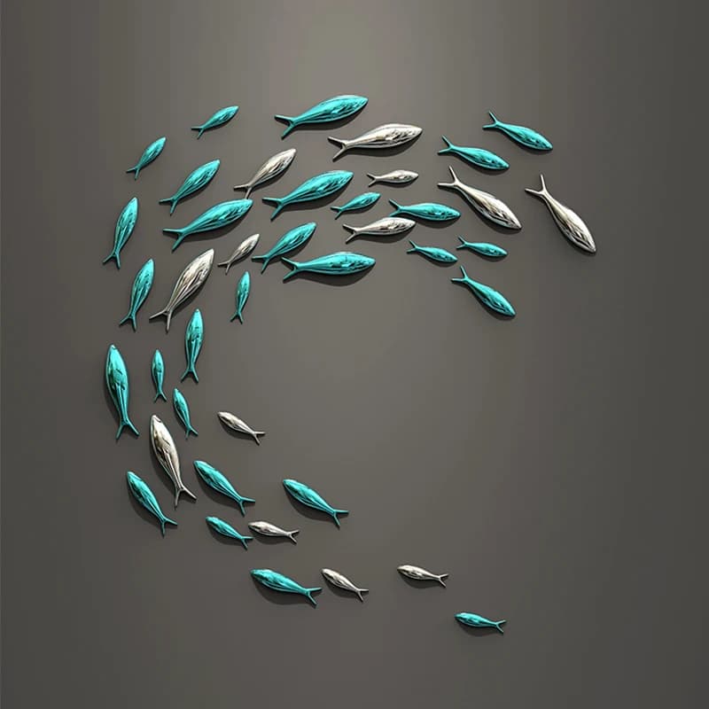 Décoration murale poisson galvanoplastie 3D, pendentif créatif, pâte murale, fond TV de restaurant
