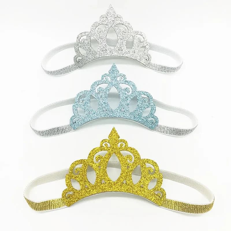 Brillant argent or couronne bébé bandeaux filles élastiques bandes de cheveux accessoires de cheveux princesse diadème bandeaux chapeaux pour enfants