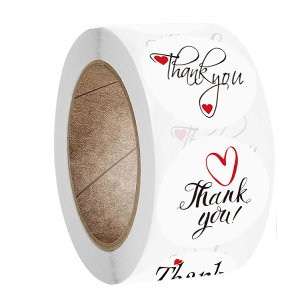 Étiquettes autocollantes de remerciement en papier, 50 à 500 pièces, autocollant de décoration, amour cœur rouge, pour cadeau de mariage fait à la main, papeterie