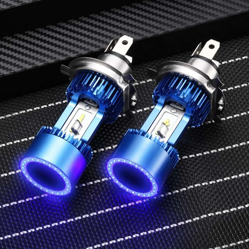 Lumière LED Angel Eye 3200strada H4, 30W, Faisceau Haut-Bas, Bleu, HS1, P43T, Plug & Play, Moto, Auto, Scooter, Blanc, 6000K, 12 V, 24V