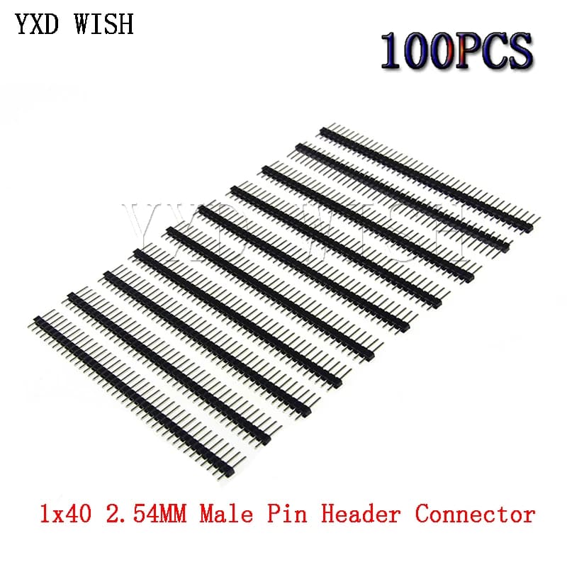 Connecteur d'en-tête de broche mâle, 100 broches, 1X40PIN, 2.54mm, 1x40 broches, 2.54mm, connecteurs 40 broches installables, carte à bande, 2.54 pièces