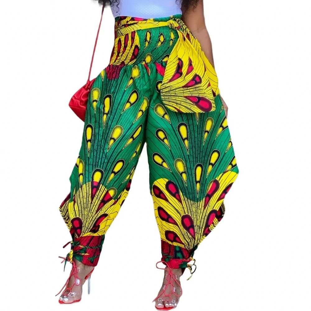 Polyester africain dames vêtements Dashiki imprimé pantalon taille élastique Ankara mode haute sarouel pantalon africain pour les femmes