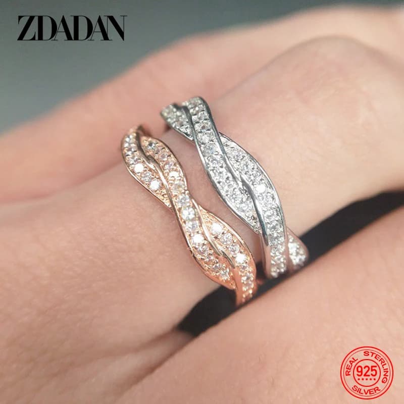 ZDADAN – bagues torsadées en argent 925 pour femmes, bijoux de mariage, cadeaux