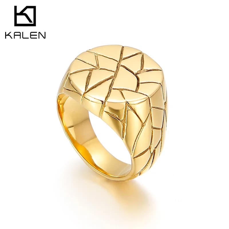 Bague pour homme en acier inoxydable de 20 mm, style nordique tendance, texture ronde, motif pierre, accessoires de fête, bijoux massifs
