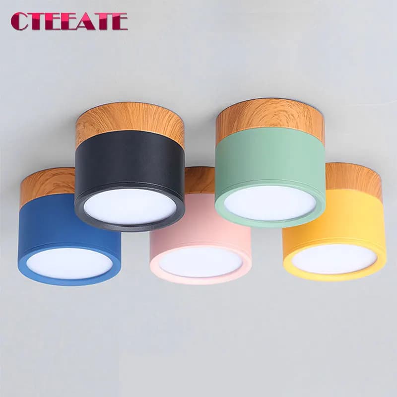 Plafonnier LED encastré 5W 7W 9W 12W 15W 18W, dimmable, style nordique, en bois, moderne, pour décoration intérieure