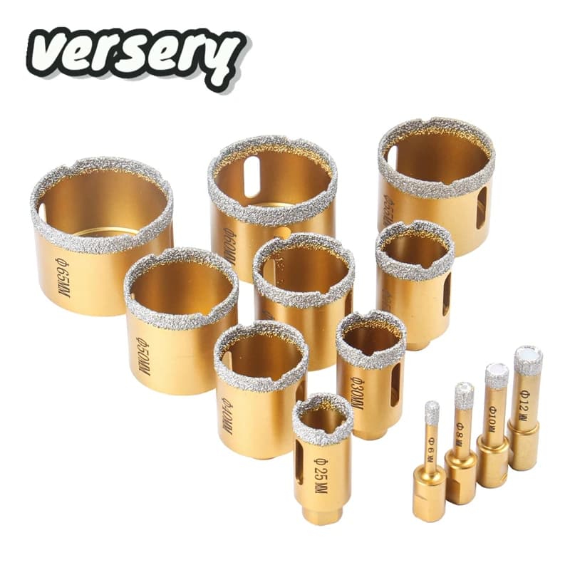 Versery 6-68mm 1PC M10 filetage sec brasé sous vide diamant forage noyau peu en céramique carrelage trou scie granit marbre forets