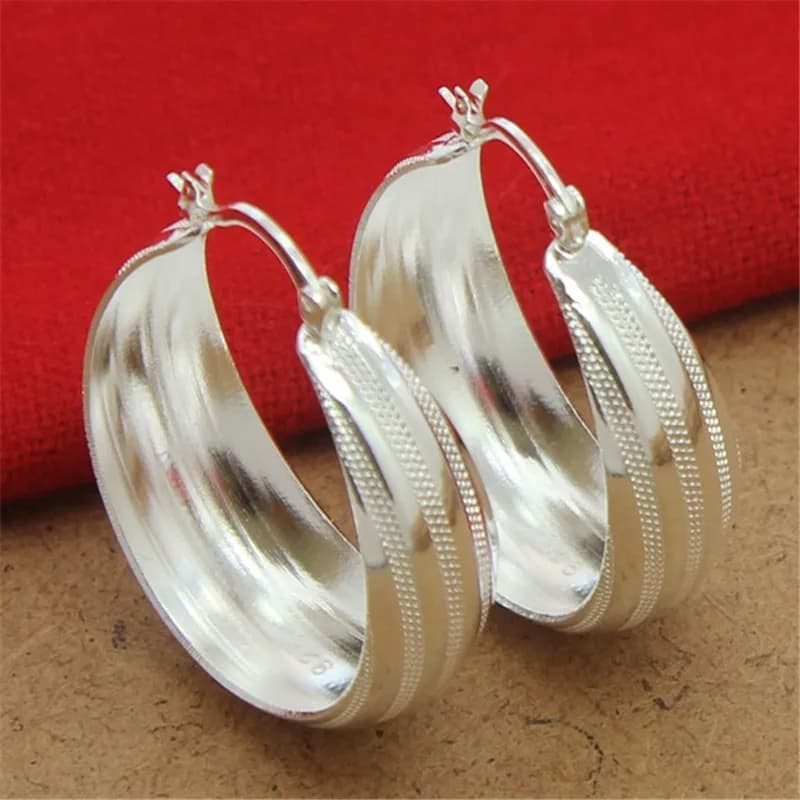 Boucles d'oreilles en argent Sterling 925, 3.5CM, à la mode, à rayures, en forme de fleur de voiture, pour femmes, bijoux cadeaux de mariage